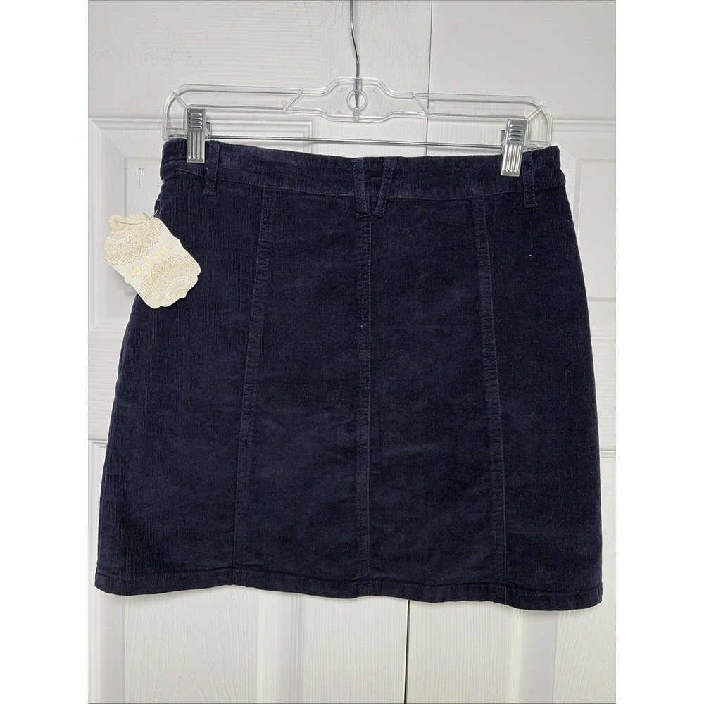 Altar'd State Corduroy Mini Skirt Womens Size L Navy Blue Button Front Boho 70s - Picture 3 of 4